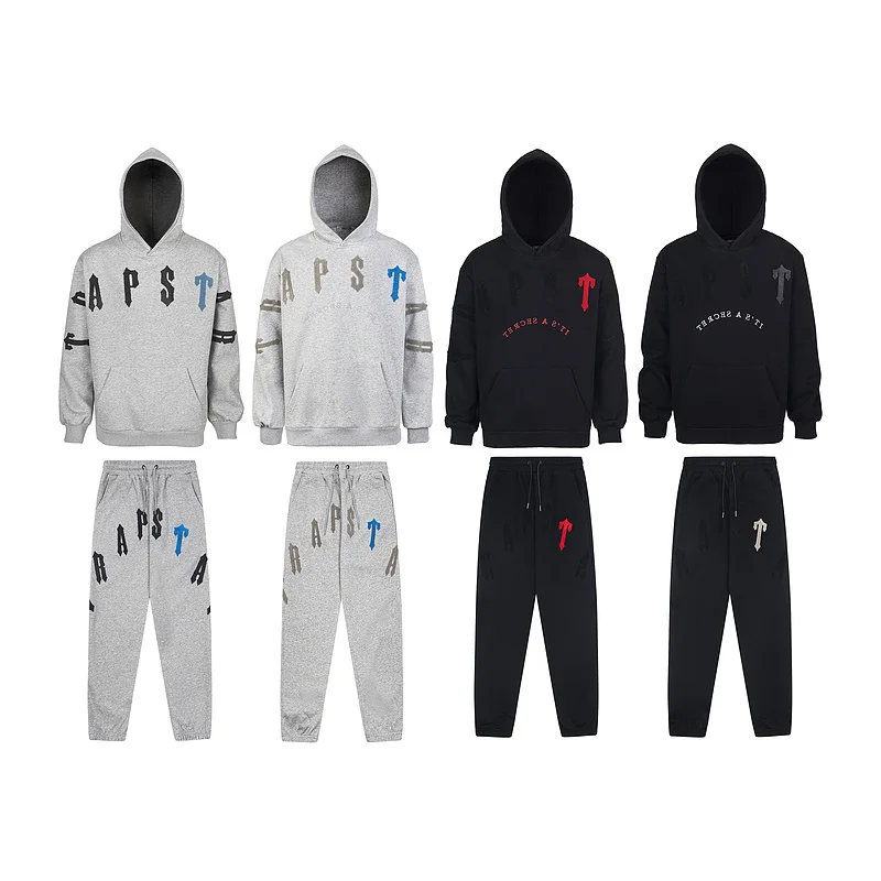 

American High Street Trendy Brand Men's Autumn Winter Hoodie Sweatpants Set Towel Embroidery Spor Casual Long Sve Long P...