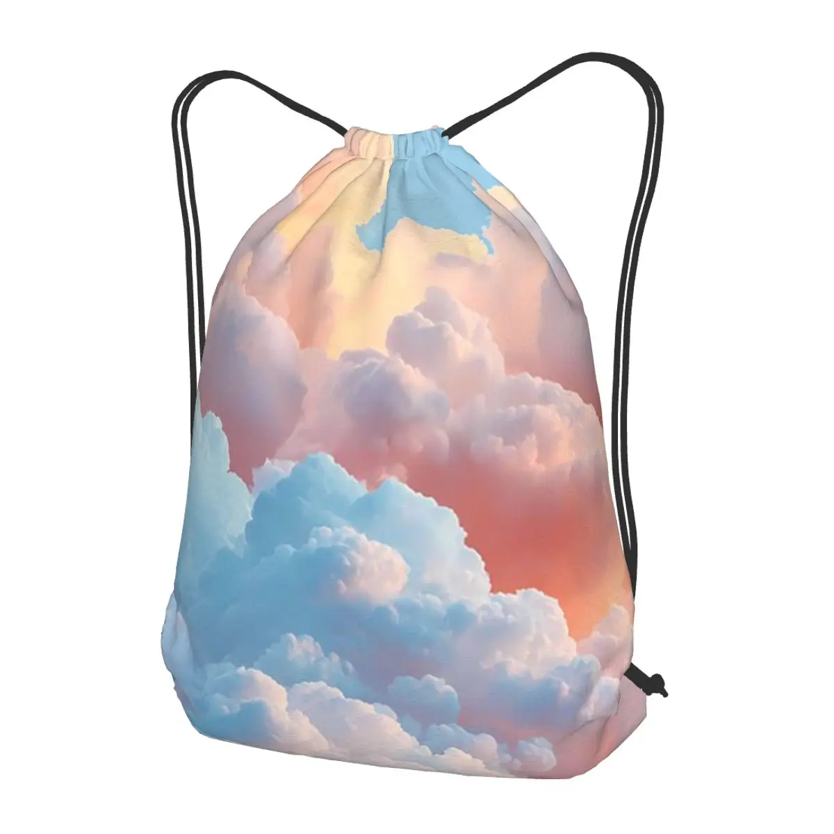 Pastel Sunset Clouds Dreamy Sky Aesthetic Backpacks Fashion Drawstring Bundle Pocket Sports Bag Book Bags for Travel School