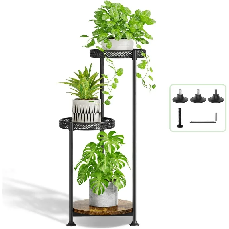 

Plant Stand Indoor Outdoor Clearance, 3 Tier Metal Flower Shelf Pot Holder, Tall Multiple Plants Corner Rack Narrow Display