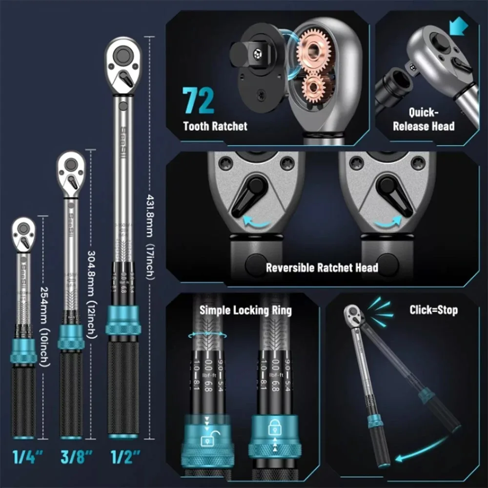 Seesii Ratchet Wrench Set Metric Impact Sockets Ratchet Spanner Complete Tool Kit Professional Garage Repair Tool