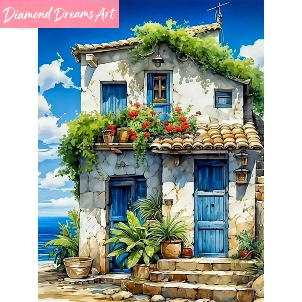 

New Arrival Diamond Embroidery House Landscape Painting Picture of Rhinestones Diamond Mosaic DIY Decor for Home,frameless