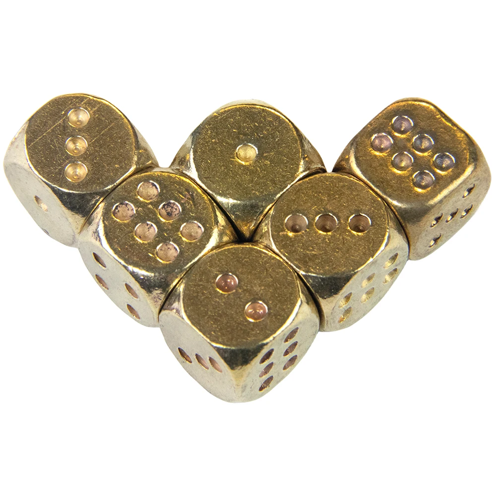 2/6Pcs Metal Dice Brass Gold Color High Quality 6 Sided Dice For Club/Party/Family Games 11mm