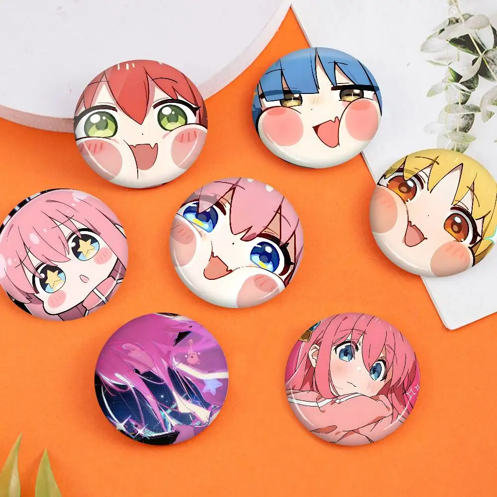 B-Bocchi-The-Rock Shy-Energetic 32/44/58MM Customizable Button Pins Cute Funny Creative Badge Jewelry Decor Gifts for Friends