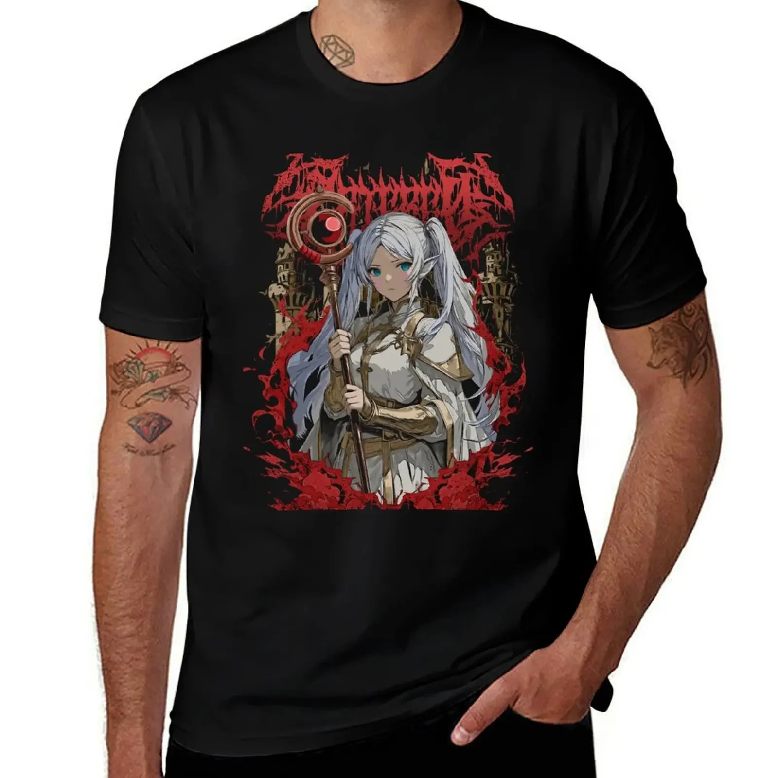 Frieren Heavy Metal Art T-Shirt valentines boutique clothes cute tops mens big and tall t shirts