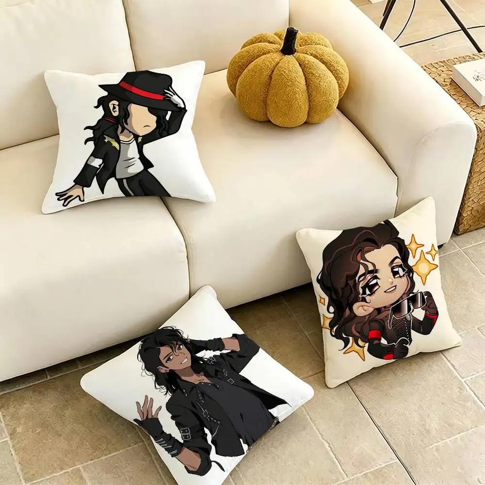 

Cute Chibi Michael J-Jackson Pillow Case Square Double-Sided Sofa Cushion Cover Bedroom Bedside Pillow Gift