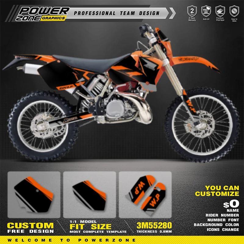 

Комплект наклеек с графикой PowerZone для мотоциклетной команды для KTM SX SXF 2001 2002 EXC XCW Enduro 2001 125 250 300 350–500cc 02