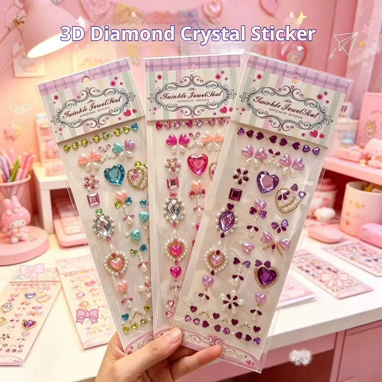 Beauty Gems Makeup - 5 шт. блестящих 3D-наклеек с кристаллами,