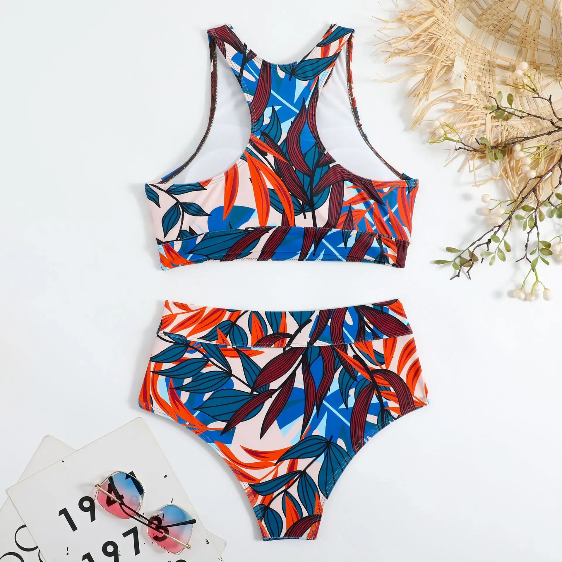 Neue Hohe Taille Bikinis Zwei Stücke Badeanzug Frauen Bademode Crop Top Strand Tragen Schwimmen Badeanzüge Koreanische Bikini Set Pool 2024