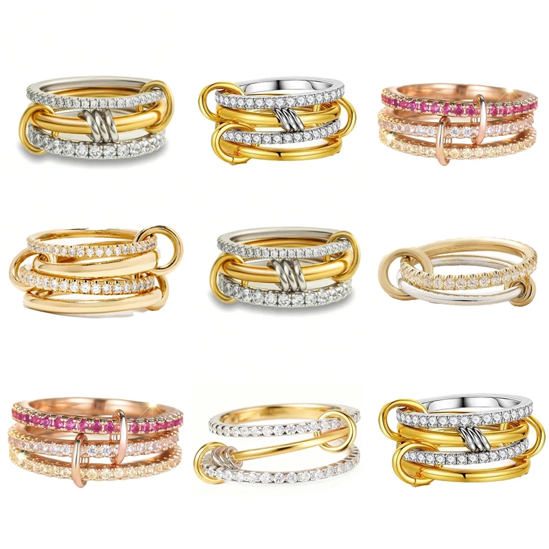 925 فضة فاخر متعدد المستويات من الزركون المتشابك للنساء الحياة اليومية موضة عالية الجودة غرامة مجوهرات #1