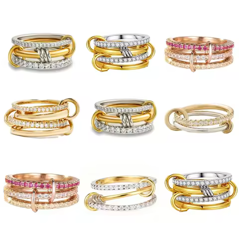 925 Sterling Silver Luxury Multiple Levels Of Interlocking Zircon Ring For Women Daily Life Fashion High Quality Fine Jewelry