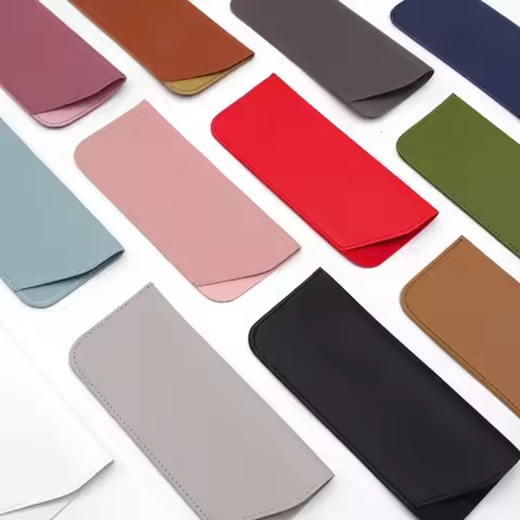 PU Leather Eye Glasses Sunglasses Case Convenient Eyewear Protector Box Protective Cover Case Solid Color Pouch Bag