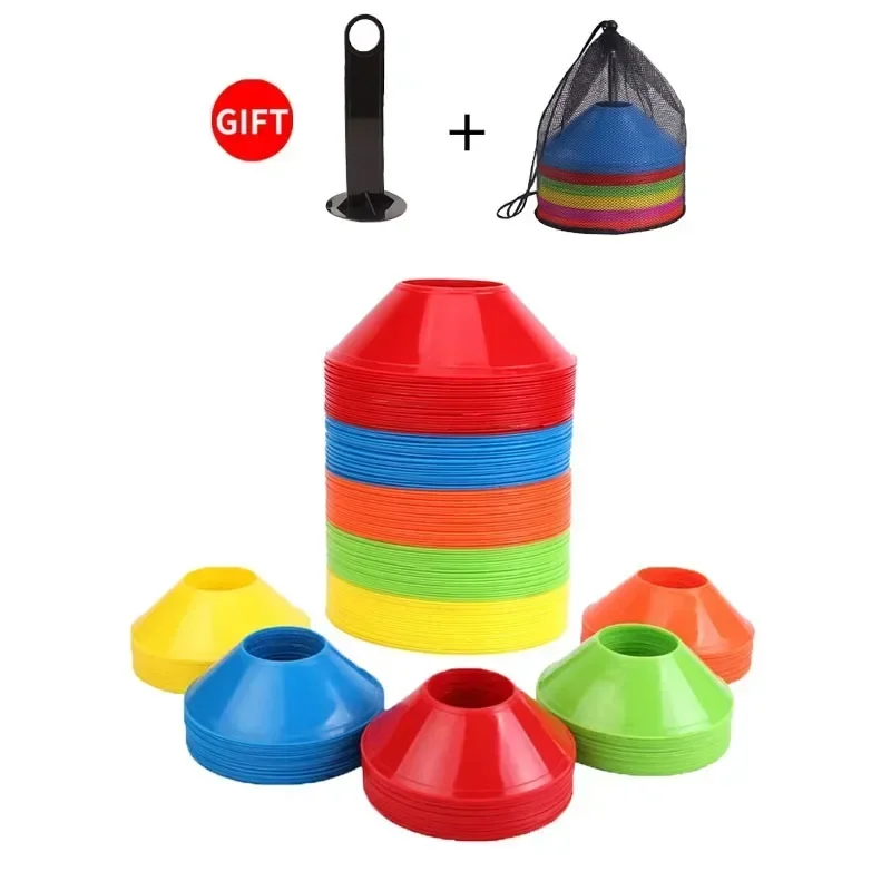 10Pcs Soccer Cones Disc Football Training Discs With Carry Bag Holder Agility Exercise Field Markers Sports Training Equipment