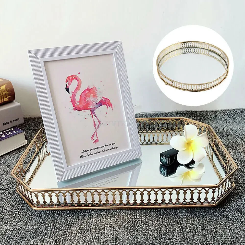 

Vintage Octagon Mirror Glass Tray – Chic Bedroom Vanity Tray for Cosmetics, Perfume Bottles, and Jewelry Display