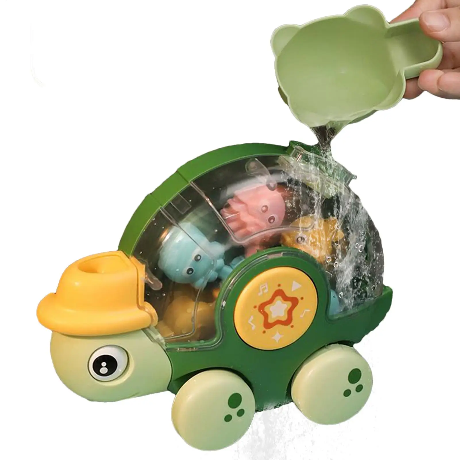 Turtle Bath Toys Bath Water Turtle with Spoon Bathroom Toy Bathtub Play for Outdoor Beach Floor Indoor Park Birthday Travel