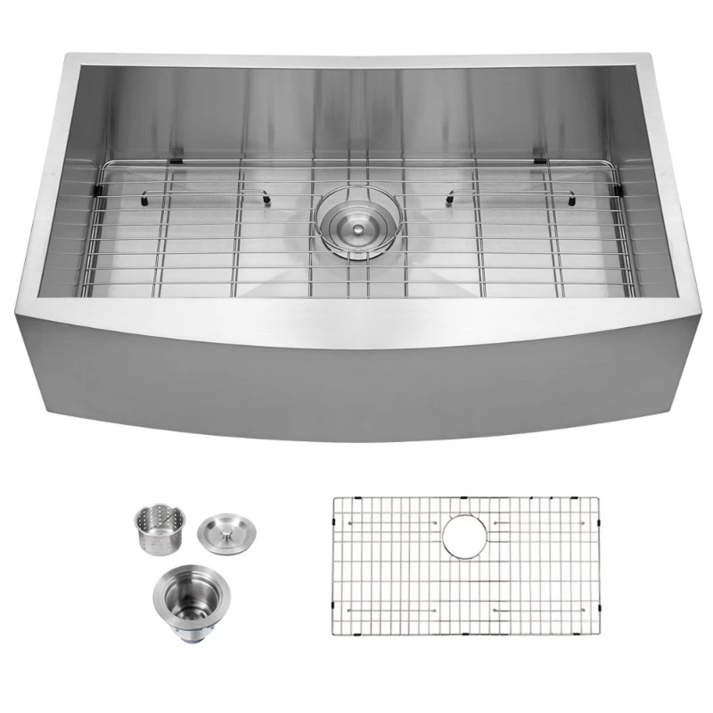 Stainless Steel Farmhouse Sink Headboard Single Slot 36x20 Brushed Surface Kitchen Design