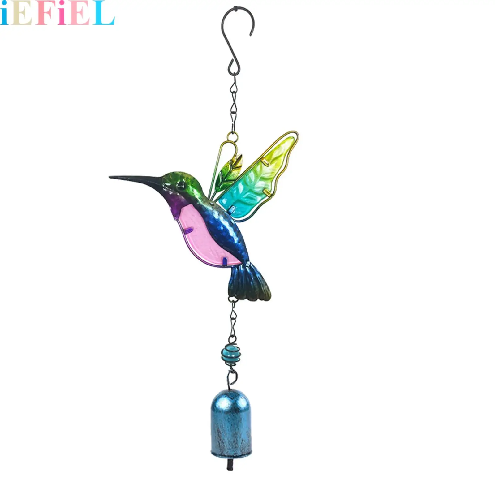 

Metal Hummingbird Glass-painted Tube Wind Chimes Bells Memorial Wind Chimes Outdoors for Patio Garden Decor
