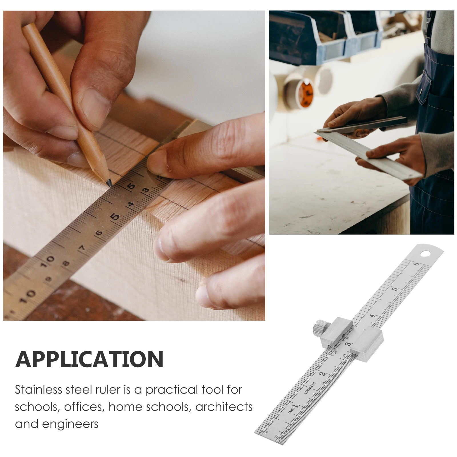 

1Set Stainless Steel Precision Ruler Heavy Duty Measuring Tool for Architects Engineers Woodworkers Clear Graduated Scale with