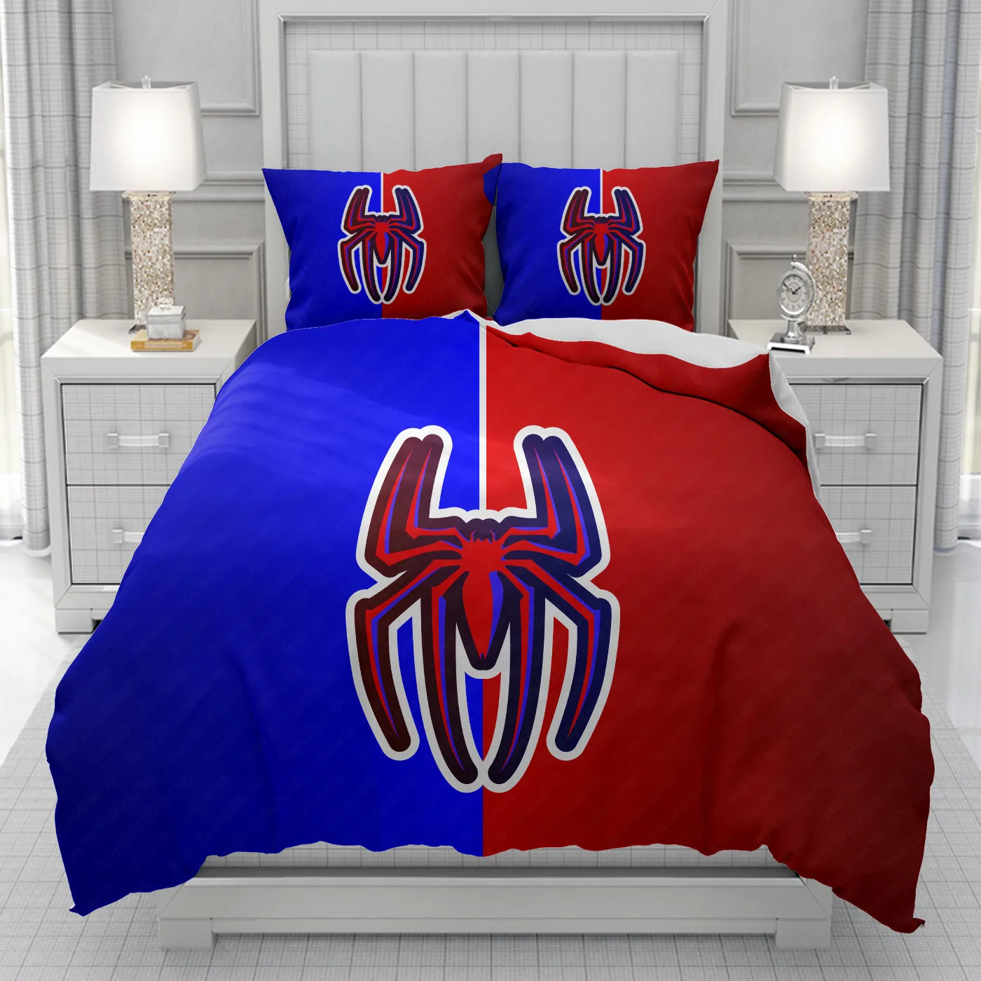 Parure de lit imprimée Spider Man pour hommes, femmes et enfants, ensemble de literie de dessin animé Disney, housse de super-héros pour enfants, couette de lit douce