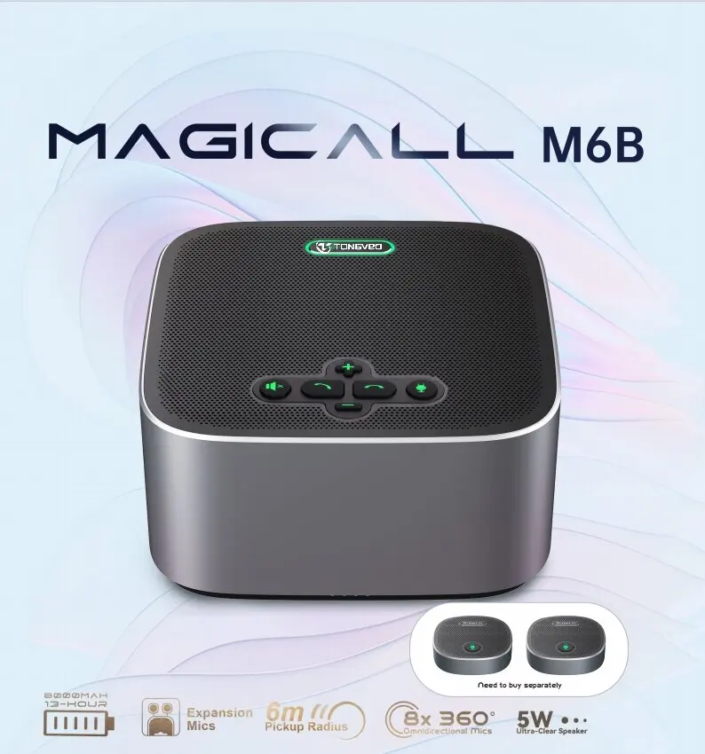 Desktop Discussion Conference Microphone BT Speakerphone With Built-in 8 Mics Available 6 Meters Pickup Radius