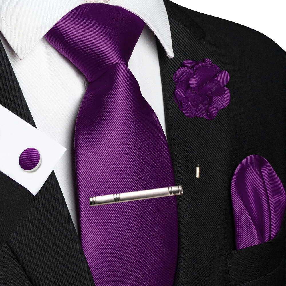 JEMYGINS Blau Solide Hochzeit Krawatte Für Männer Hanky Manschettenknopf Brosche Geschenk Herren Elegante Krawatte Mode-Business Party Dropshiping – Detail 5