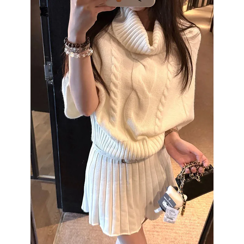 

Ladies' New Comfortable Waxy Turtle Neck Women's Autumn Cloak Loose Twist Sweater Turtleneck Sweater Simple Pullover Sweater Top