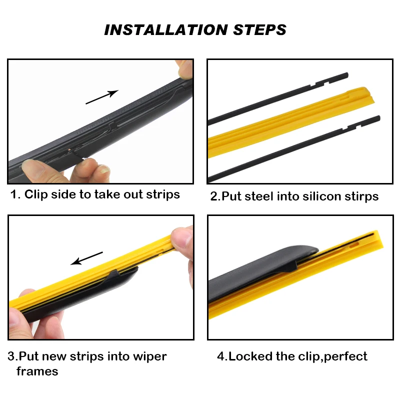 Green Car Wiper Blade para Hybrid Type Wiper, Silica Gel Silicon, Refill Strips, 8mm, 14 "16" 17 "18" 19 "20" 21 "22" 24 "26" 28 ", 2 PCes