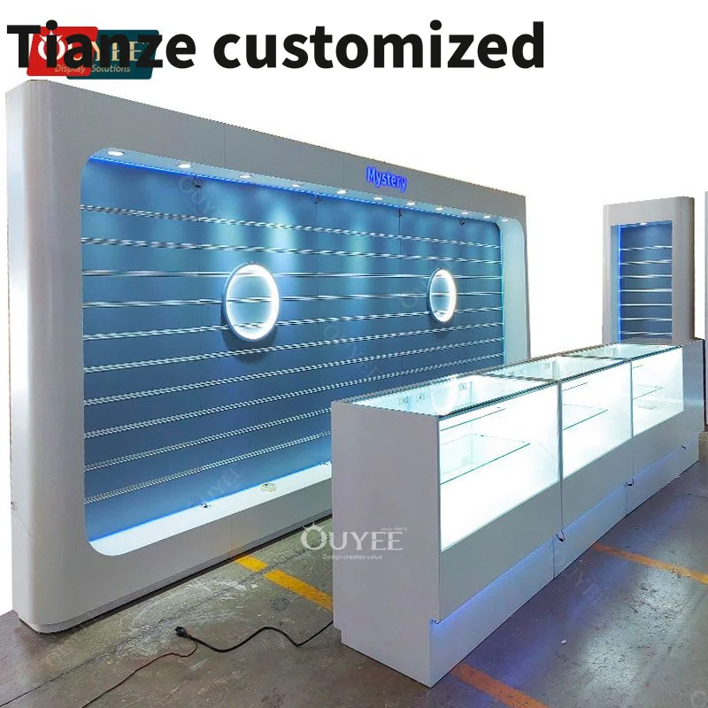 Customized-High Quality Convenience Store Display Cabinet Glass Frameless Showcase Dispensary Furniture Smoke Shop Displ