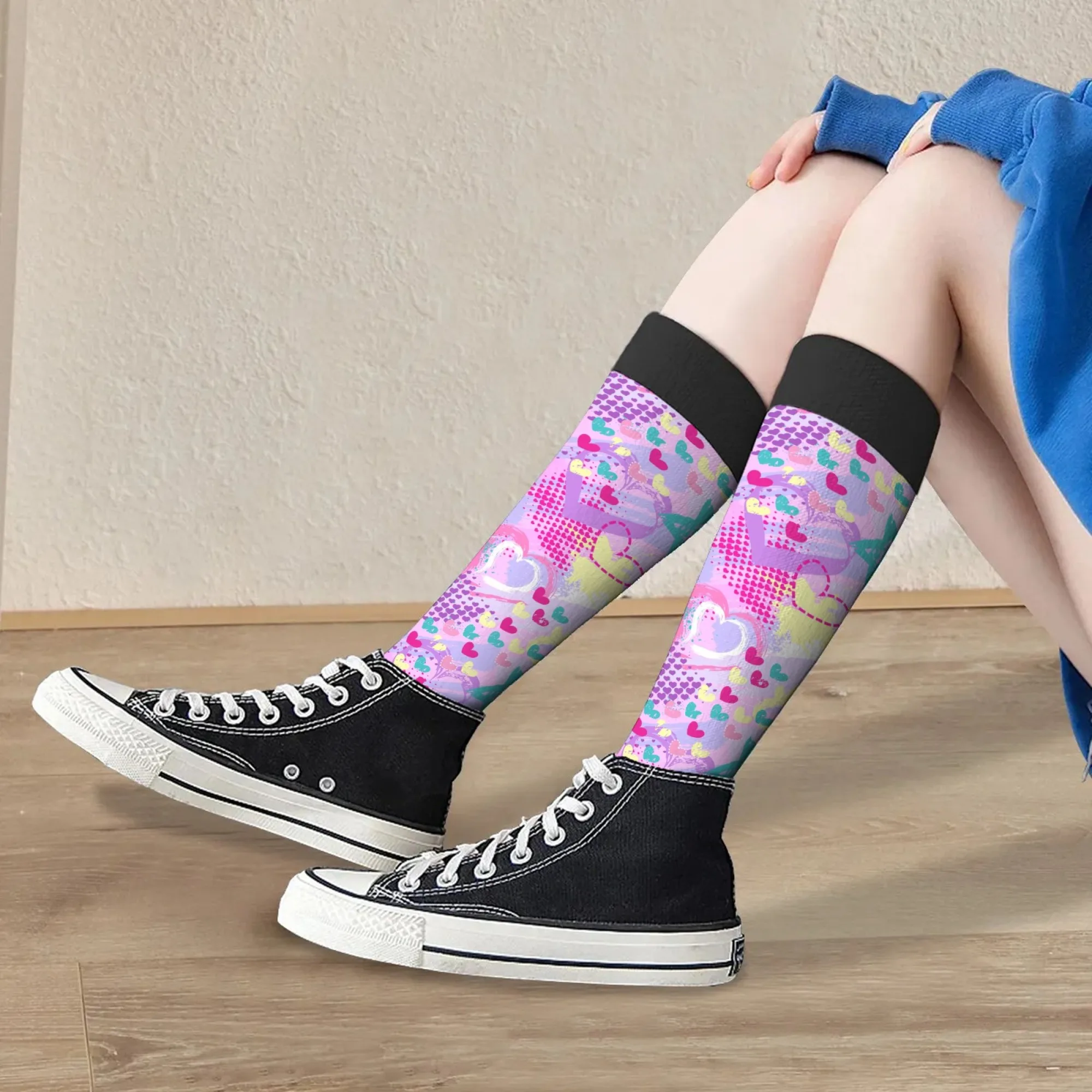 

Cute love heart women's socks comfortable warm non-slip novelty stockings Harajuku style street hip-hop personality trend socks