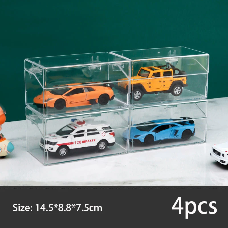 Schaalmodel auto displaykast 1:24/32/64 voor Matchbox, Hot Wheels; opbergbox voor speelgoedauto's, transparante displaybox met transparante klikdeksel tegen stof