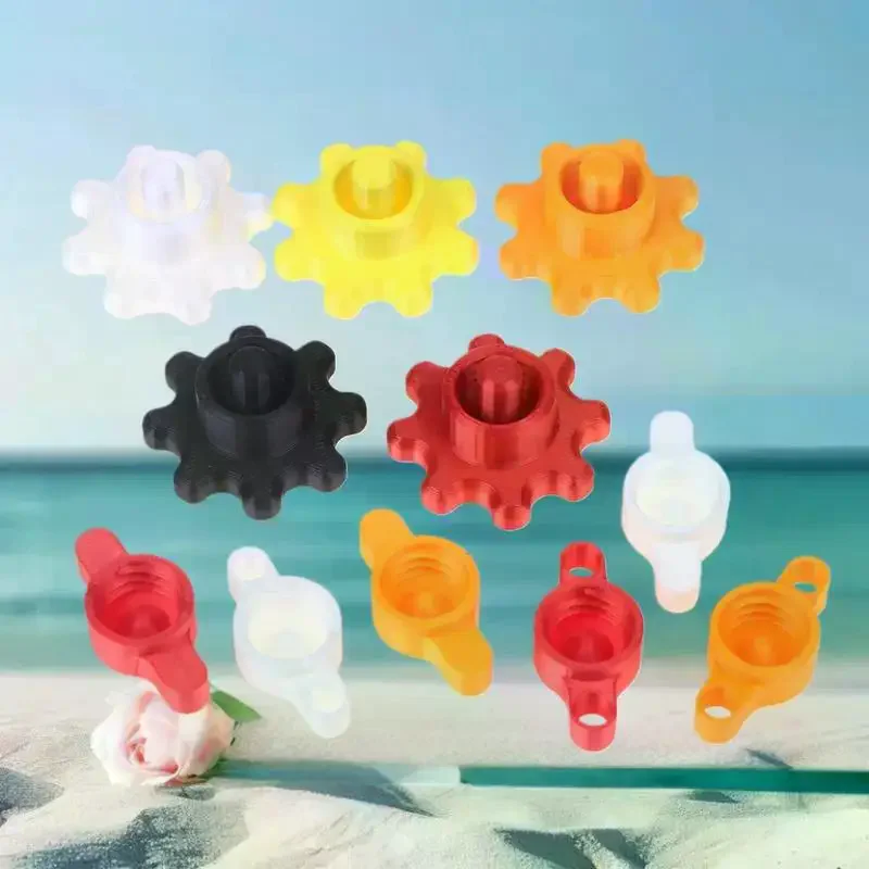 Caja de 10 sellos para botellas de pegamento naranja: tapas superiores de plástico seguras para contenedores adhesivos habituales, herramientas de decoración compactas.