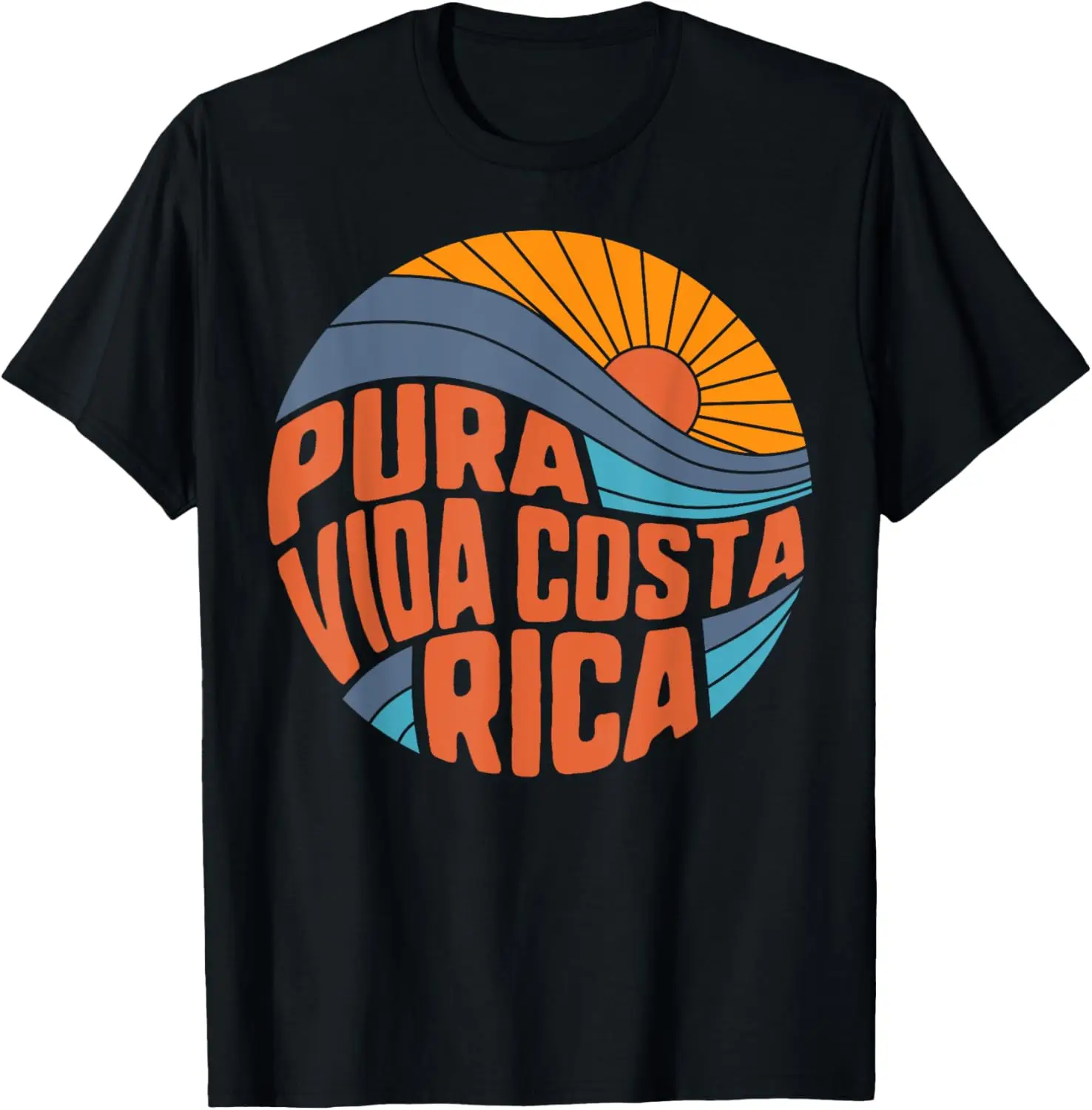 Pura Vida Costa Rica Vintage Sunset Surfing Summer Vacation T-Shirt