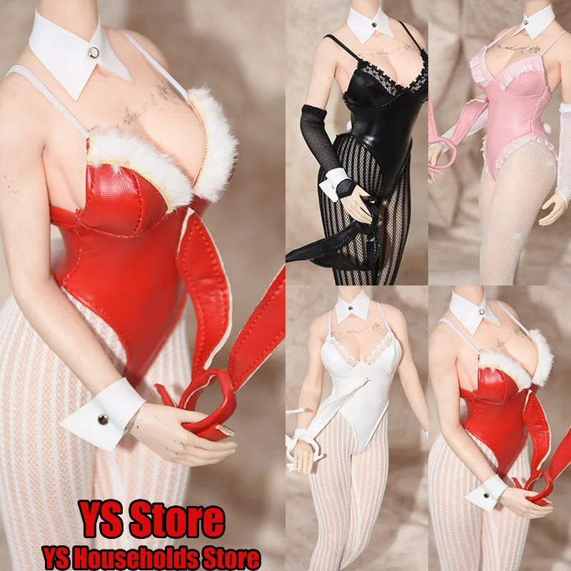 Black/White/Red Pink 1/6 Female Soldier Christmas Rabbit Girl Cosplay Clothes Set Cute Bodysuit For 12