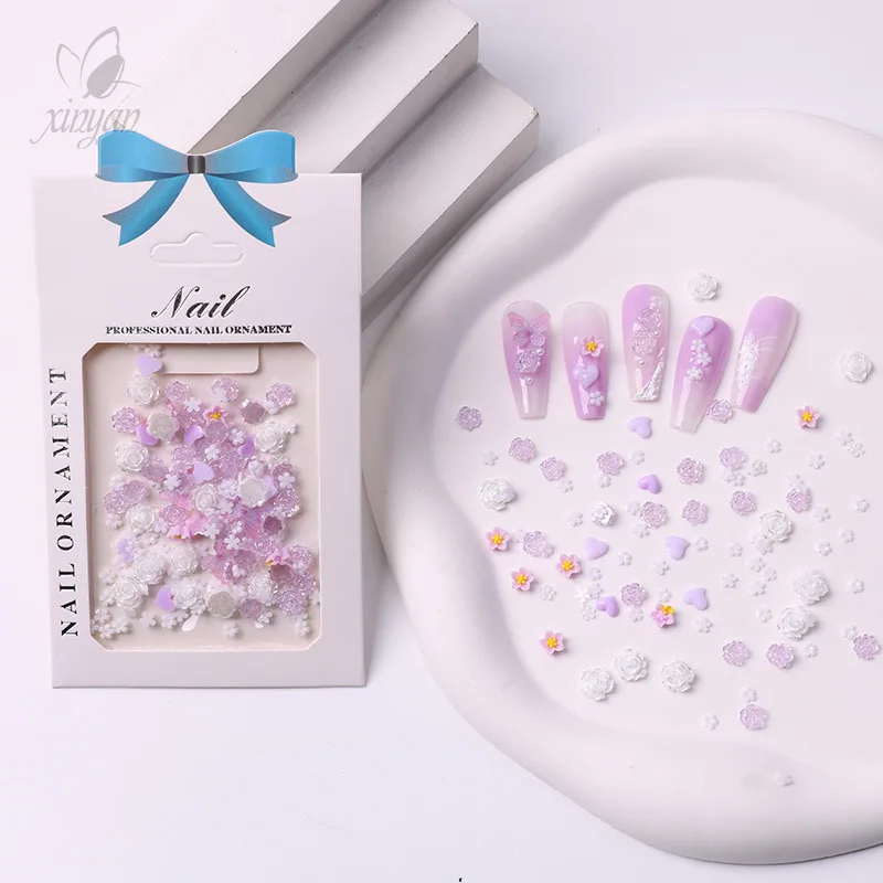 Hars 3d Nail Art Accessoire Met Retro Rode Strass Vlinder En Camellia Bloem Voor Diy Nail Decoratie