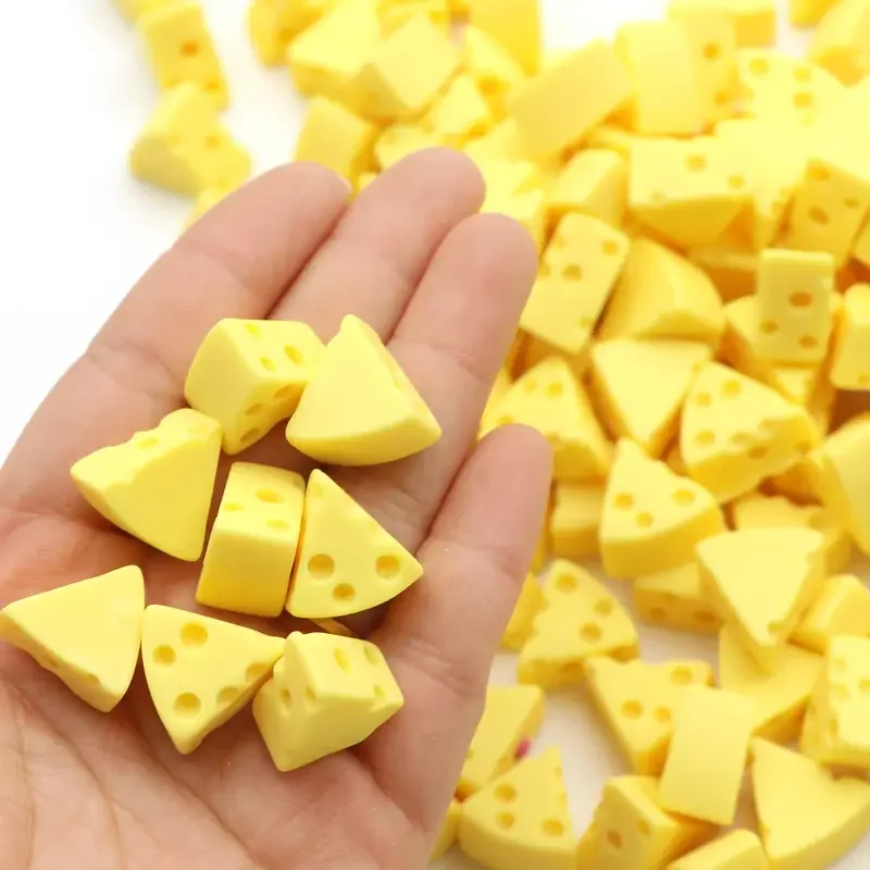 5/10 unids/pack Mini miniatura de queso amarillo de resina, lindos dijes de comida falsa con parte posterior plana, usados para proyectos de manualidades, decoración DIY