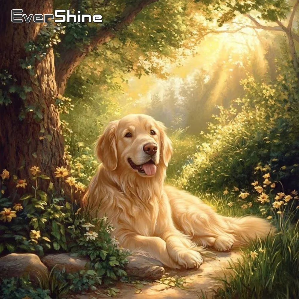 EverShine 5D DIY Diamant-Mosaik Hund Tier Geeignet für Anfänger Diamantmalerei Acryl-Bastelbedarf Stickerei Wanddekoration