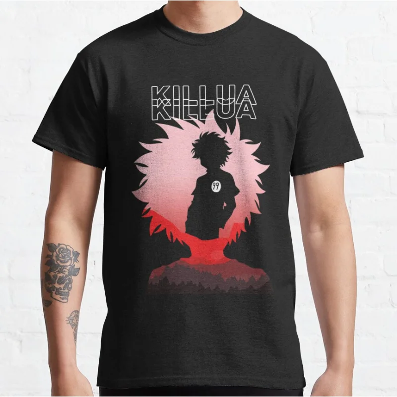 

killua 90s retro Anime hunter x hunter manga Hunters Short-sleeve crewneck T-shirt for men large size Adult Tops S-6xl