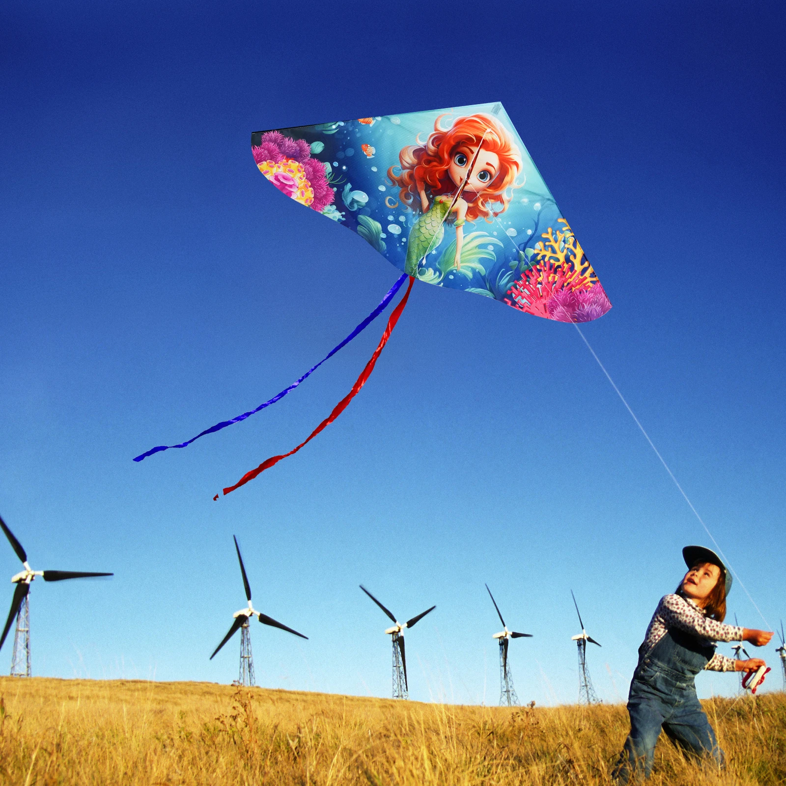 2024 NEW Outdoor Fun Sports  Mermaid Kite For Beginner Delta Kites For Kids And Adults  Come With String And Handle Easy To Fly