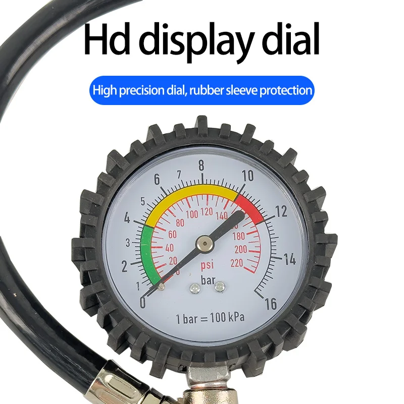 Automobile tire pressure monitor Gauge Tire gas pump gauge Pneumatic gaugeTire pressure gauge High precision with inflation head