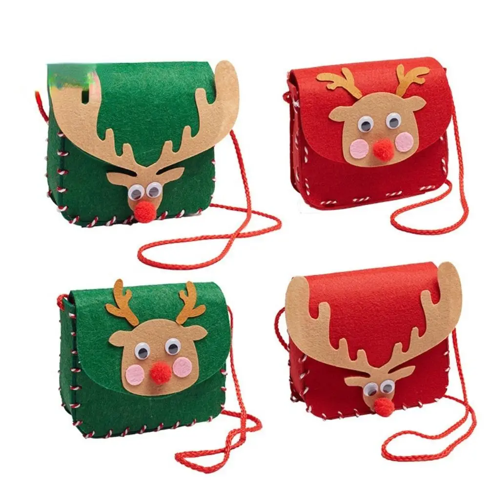 Crianças meninas presente de ano novo mochila crossbody saco decoração saco de natal saco de doces saco de alce diy materiais kits bolsa