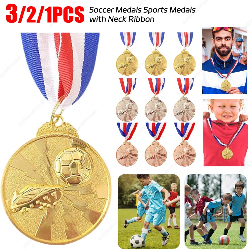 1-3pcs Zinc Alloy Round Winner Medals 2" Gold Silver Bronze Award Medal with Neck Ribbon 1st 2nd 3rd Prizes Winner Prize Present