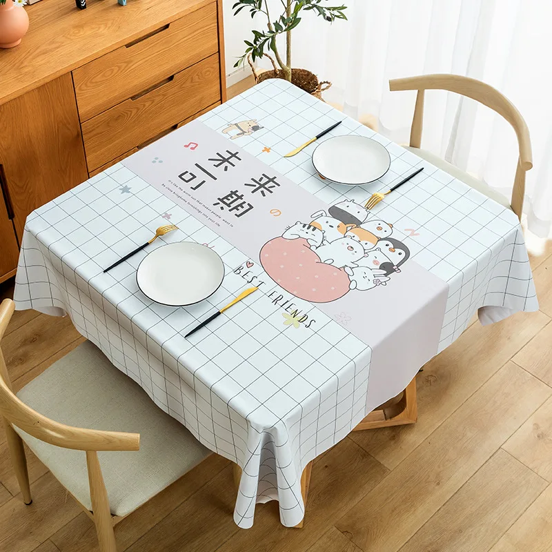 

2024 Square tablecloth, no wash, oil proof, waterproof, household dining table tablecloth, light luxury, high-end feel