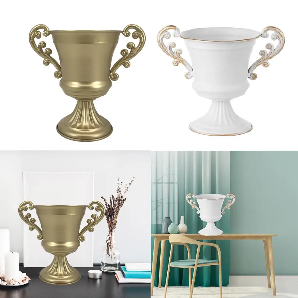 Metal Flower Vase , Luxury Artificial Flowers Plant Holder Home Centerpieces Stems Bunch Filler Wedding Arrangement