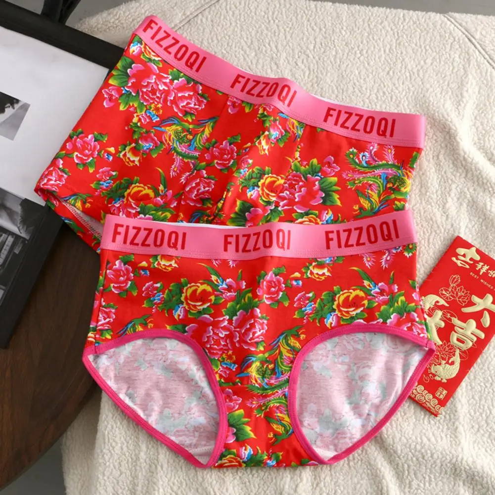 Heren Onderbroek Felle Kleur Bloemenprint Midden Taille Elastische Anti-Septische U Convexe Snel Droge Buik Controle Heren Boxers Ondergoed