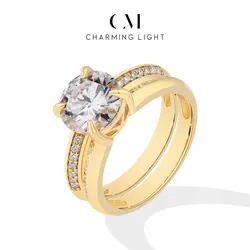 CHARMING Classic S925 Sterling Silver Moissanite Rings D VVS1 Color Sparkling Diamond Ring for Men Women Wedding Fine Jewelry