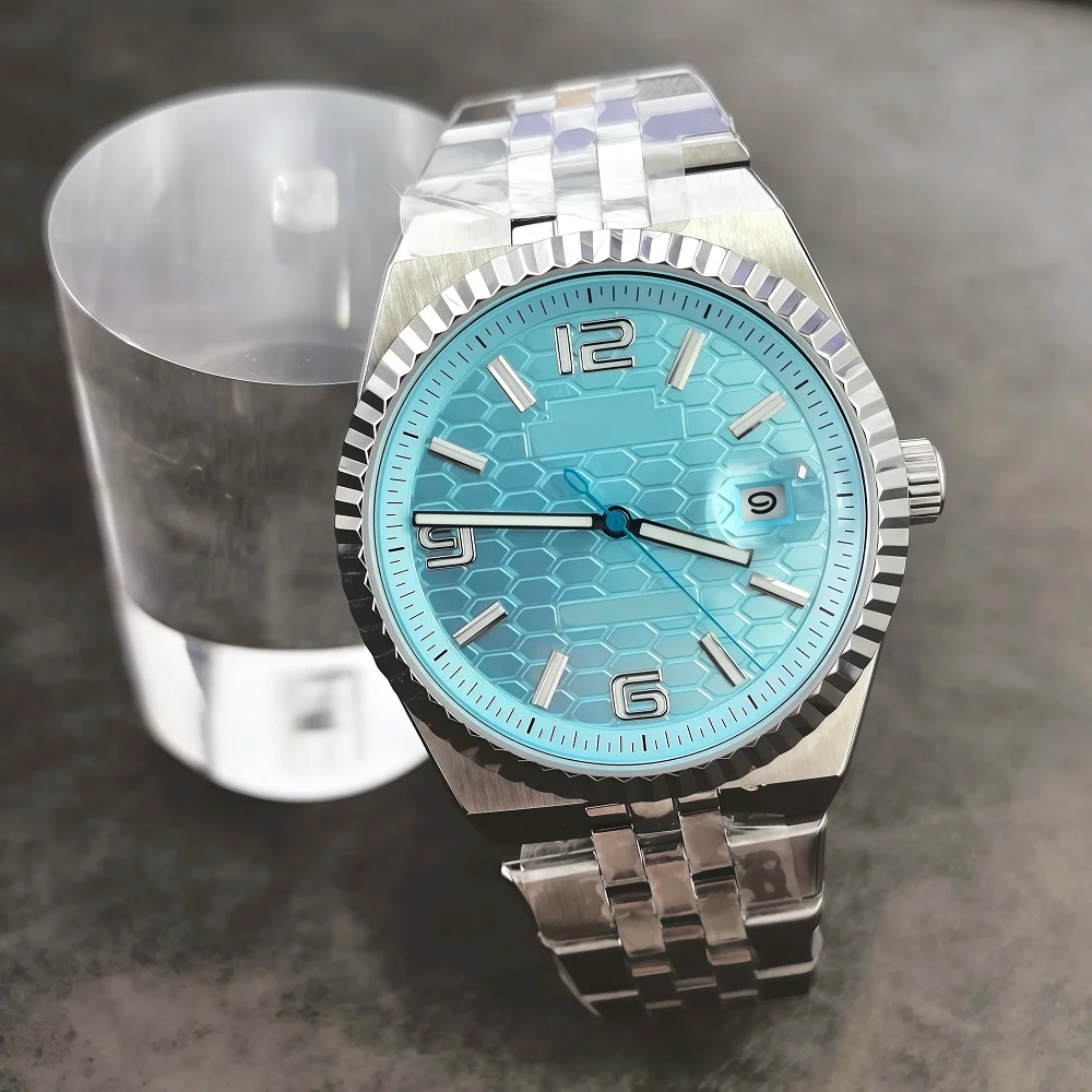 40mm Case Men's Trendy Fashion Automatic Mechanical Watch NH35 Movement Luminous Waterproof Sapphire Glass Stainless Steel Strap