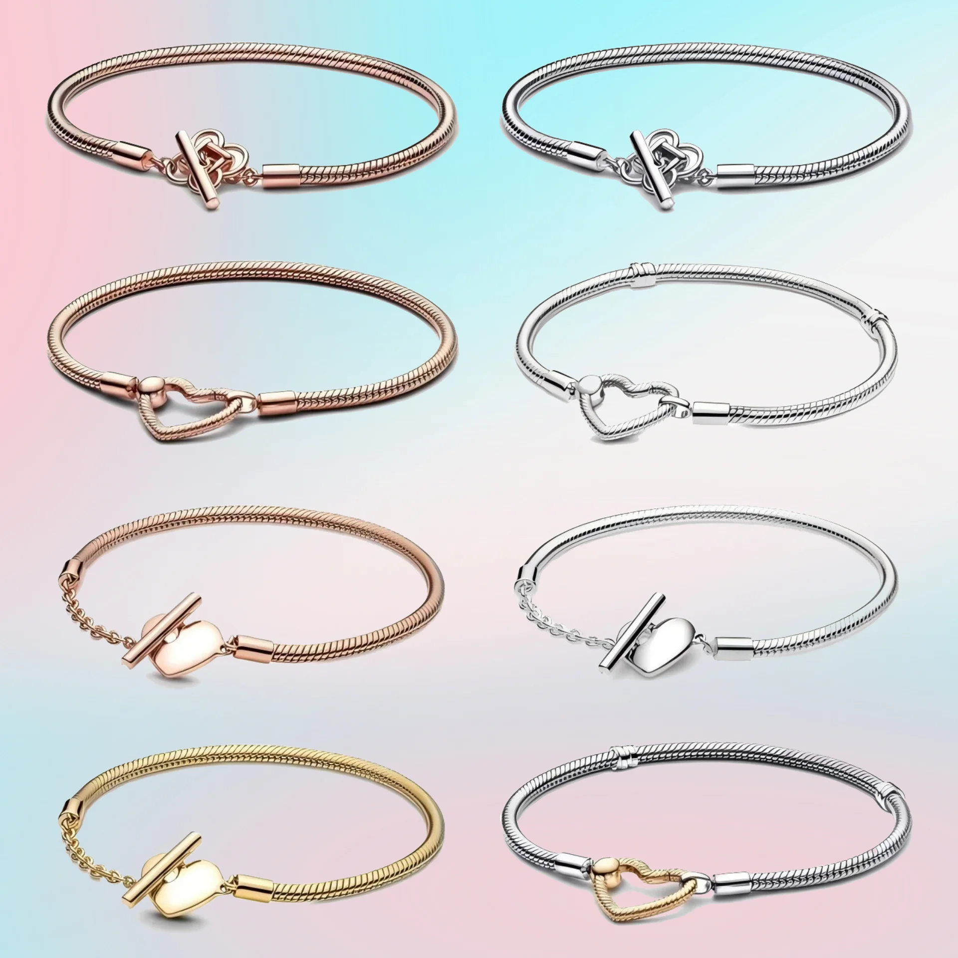 

Disney Moment Sparkling Snake Bone Chain Love Bracelet Suitable Fit Women Fashion Pendant Jewelry Party Gifts for Women