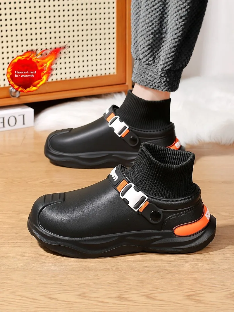 Men's Winter Snow Boots Waterproof Non-Slip Fleece Lined Casual Work Outdoor Shoes Chef Shoes Cold Resistant Cotton Shoes