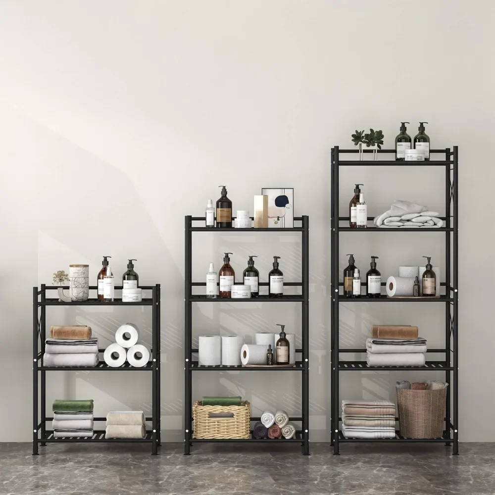 

3 Tier Shelving Unit, Freestanding Bathroom Storage Shelves, Metal Heavy Duty Storage Rack Shelf for Small Space Kitchen