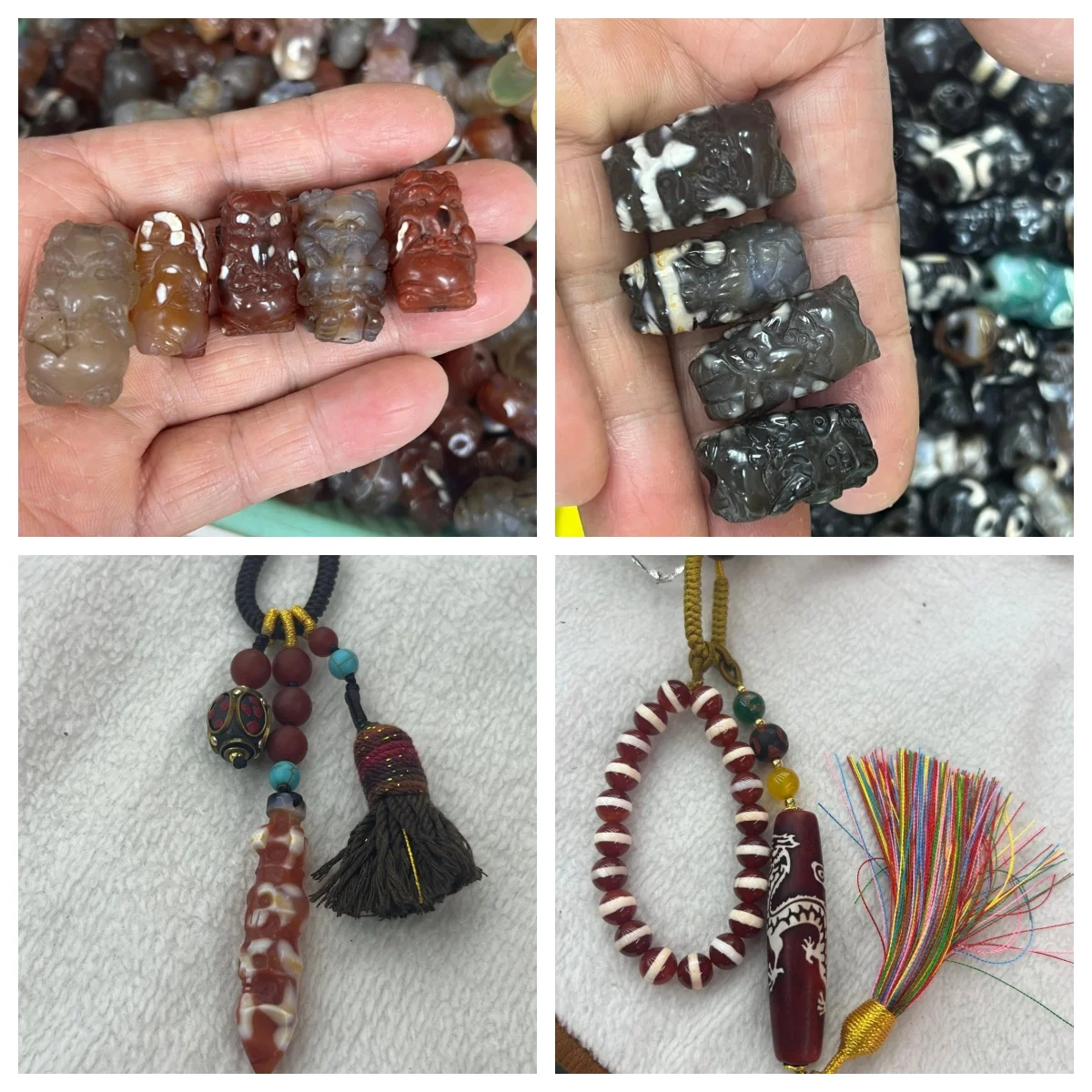 

Agate Dzi bead carvings, loose beads, multi-treasure Dzi bead pendants, phone chains, and other ethnic-style Tibetan loose beads