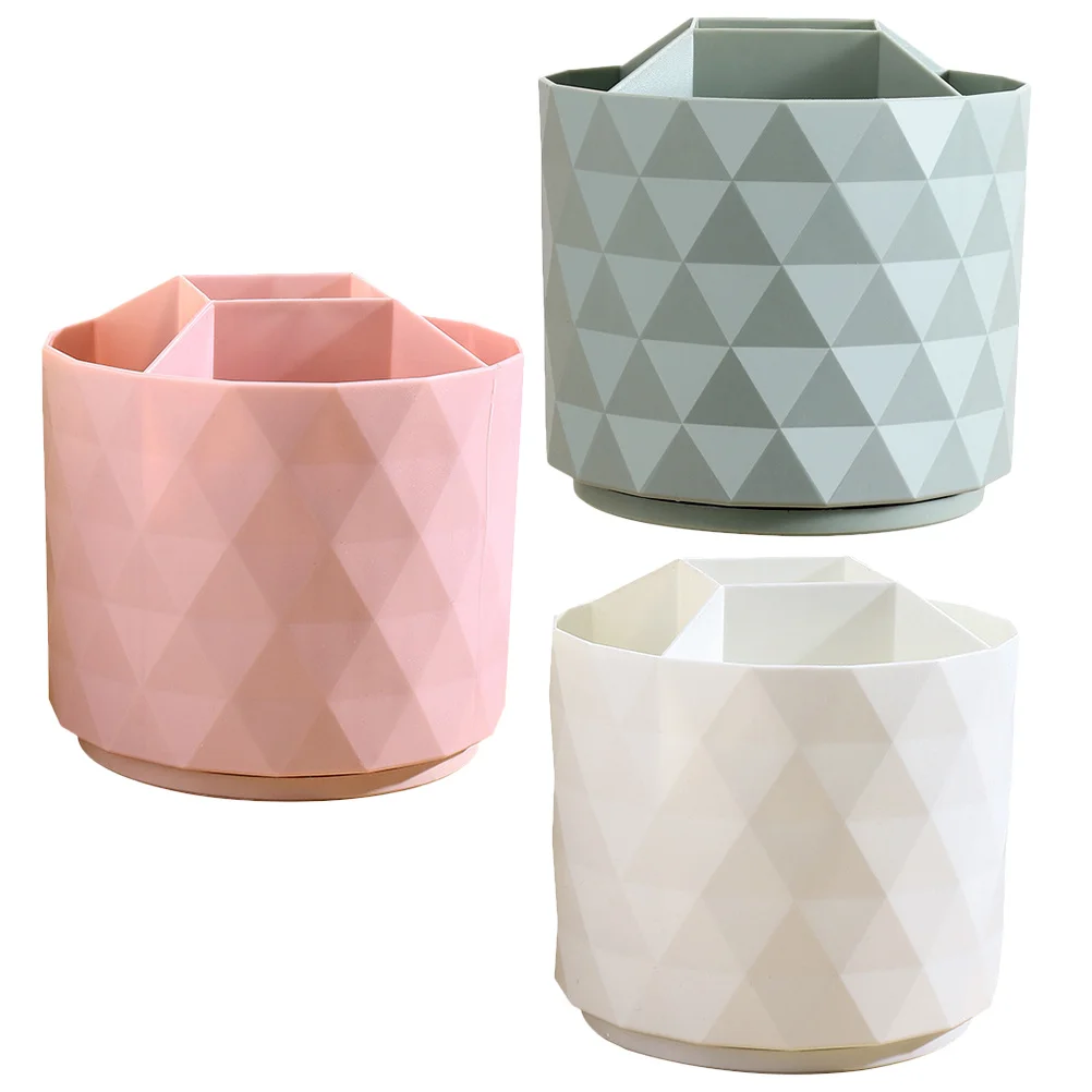 3 個のメイクブラシホルダー大容量回転式オーガナイザー滑らかな平底デザイン、ペン、口紅、化粧品の収納に最適